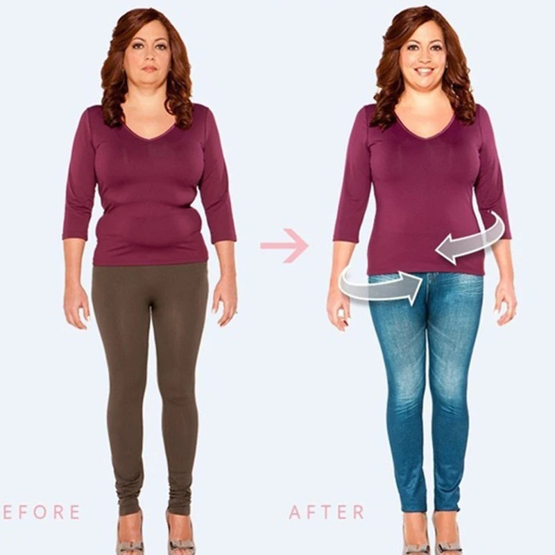 Push Up Seamless Faux Denim Leggings - High Waist Elastic Skinny Pencil Pants