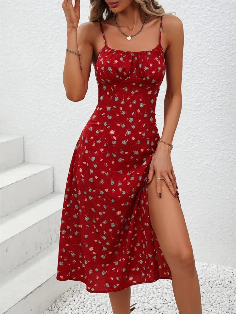2024 Polka Dot Spaghetti Strap Midi Dress - Sexy Boho Beach Summer Fashion