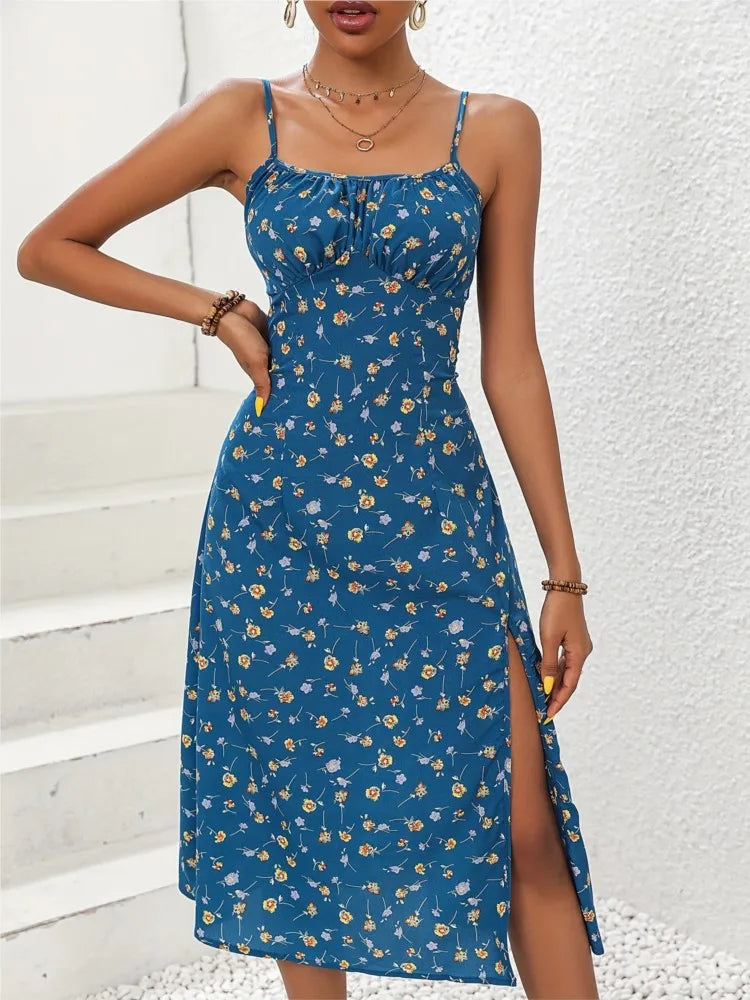 2024 Polka Dot Spaghetti Strap Midi Dress - Sexy Boho Beach Summer Fashion