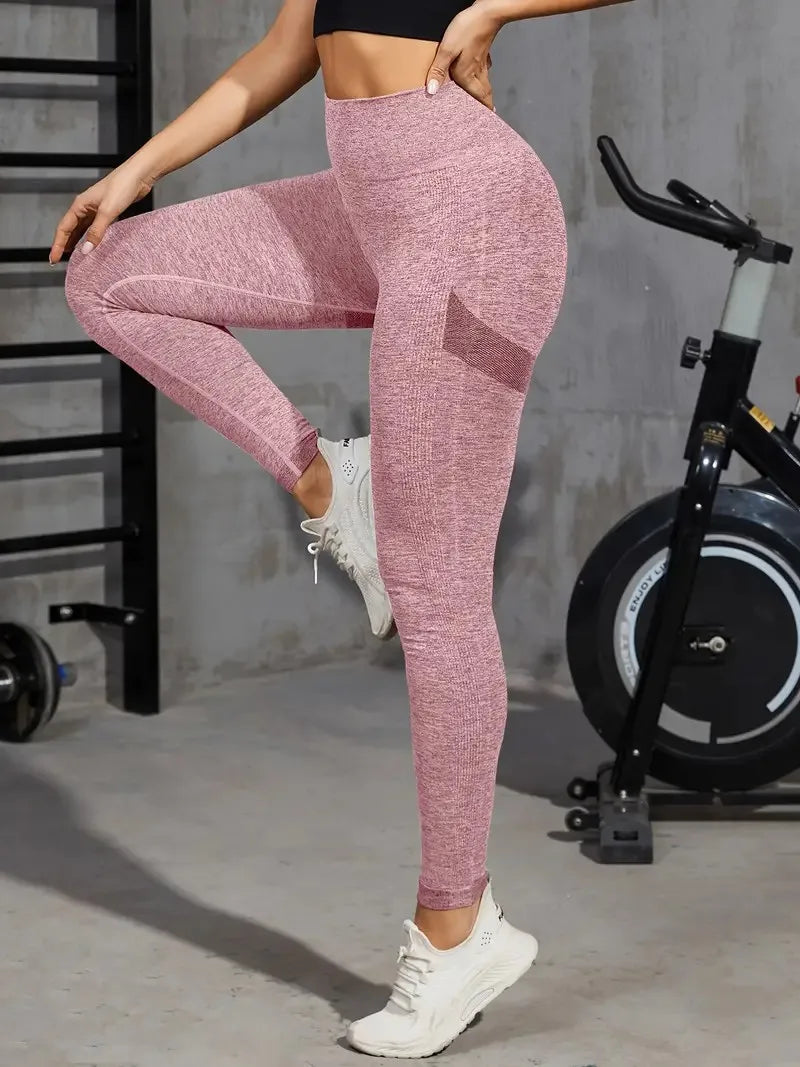 Women's High-Waisted Yoga Leggings - Tummy Control Solid Color Fitness Activewear