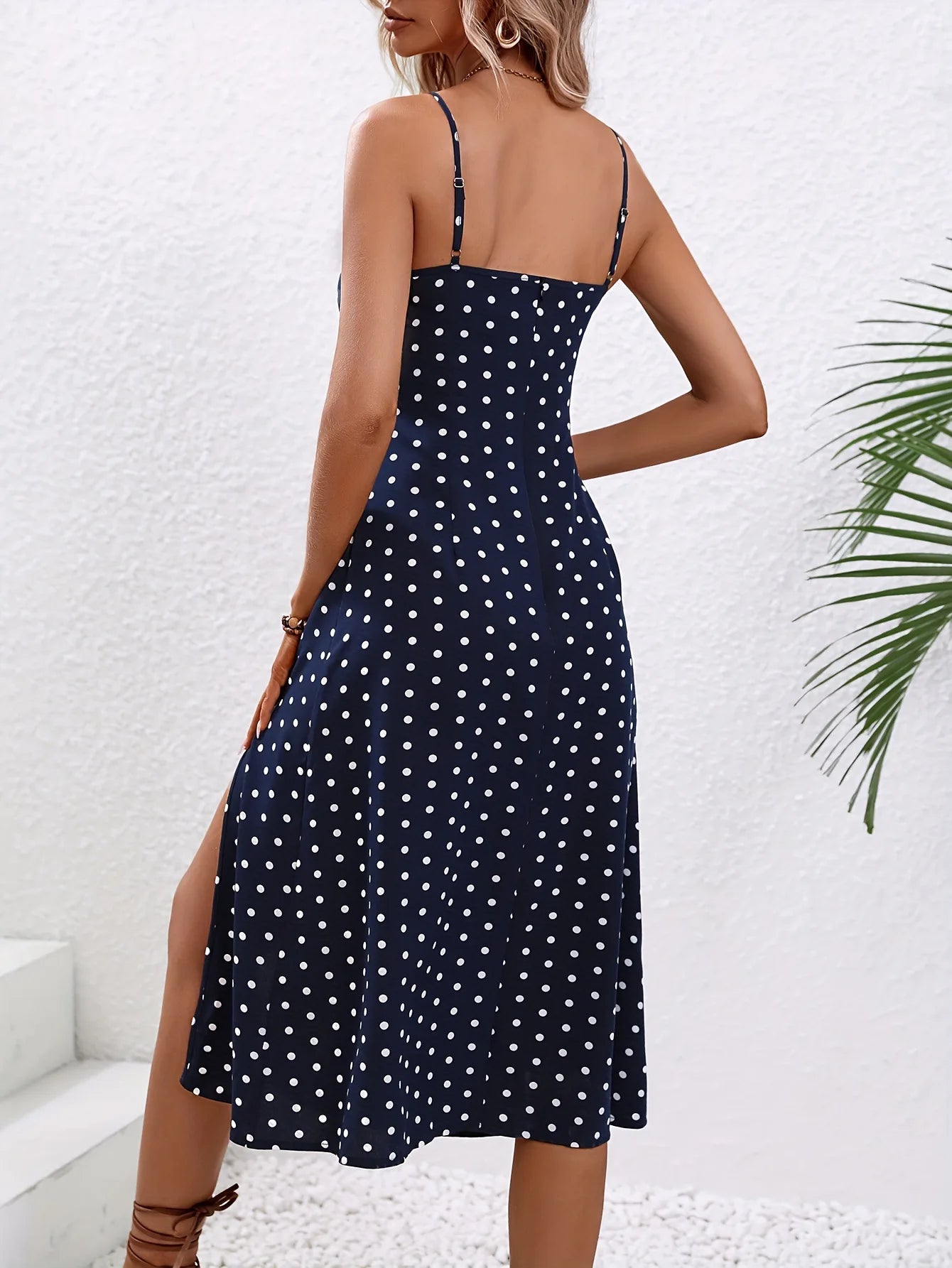 2024 Polka Dot Spaghetti Strap Midi Dress - Sexy Boho Beach Summer Fashion