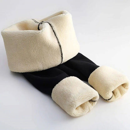 Women's Fleece-Lined Velvet Leggings - High Waist, Stretchy Thermal Winter Wear, Plus Size