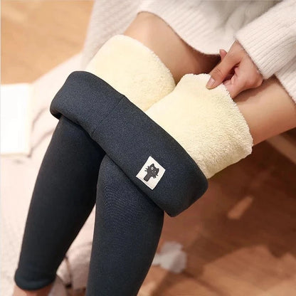Women's Fleece-Lined Velvet Leggings - High Waist, Stretchy Thermal Winter Wear, Plus Size