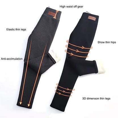 Women's Fleece-Lined Velvet Leggings - High Waist, Stretchy Thermal Winter Wear, Plus Size