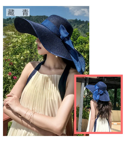 Foldable Summer Straw Visor Hat for Women - UV Protection, Panama Style, Wholesale