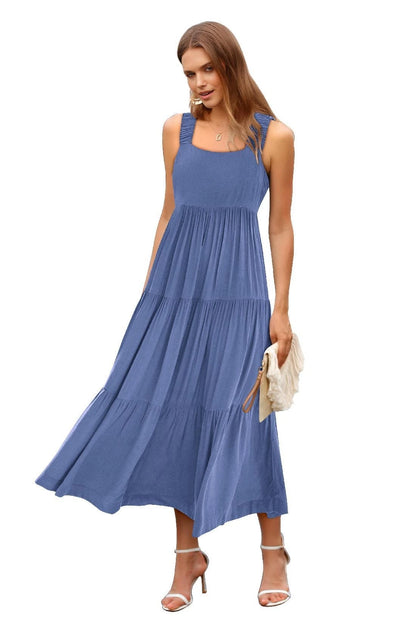 2025 Women's Backless Sun Dress - Casual Flowing Vest Design for Summer Beach