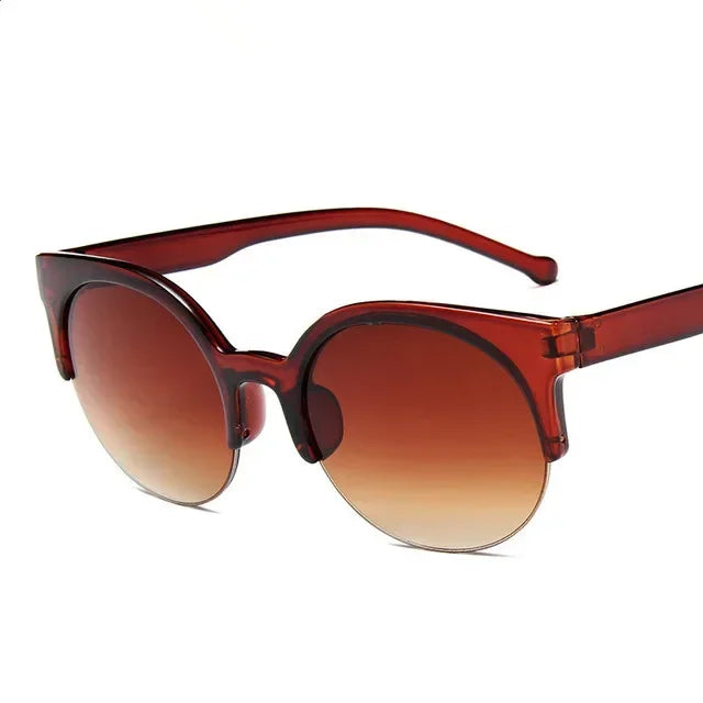 2024 Vintage Cat Eye Sunglasses: Retro Half Frame, Women's Anti-UV Glasses for Travel & Parties