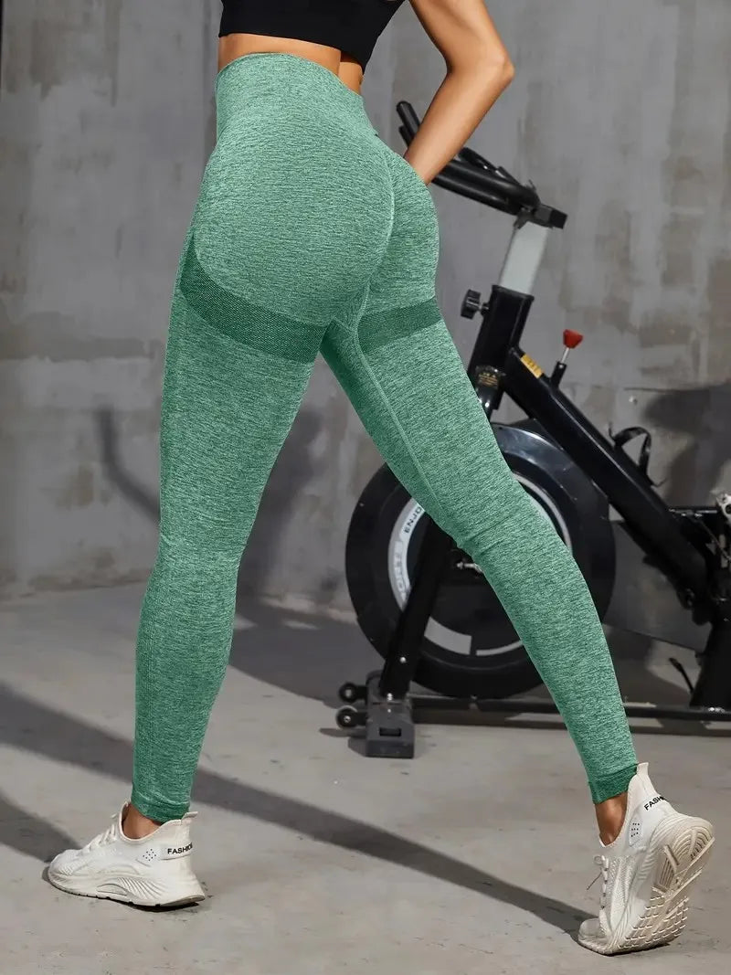 Women's High-Waisted Yoga Leggings - Tummy Control Solid Color Fitness Activewear