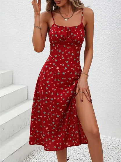 2024 Polka Dot Spaghetti Strap Midi Dress - Sexy Boho Beach Summer Fashion