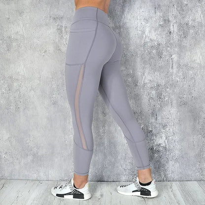 Black Sexy Yoga Leggings with Phone Pocket - Stretchy Gym Running Fitness Pants