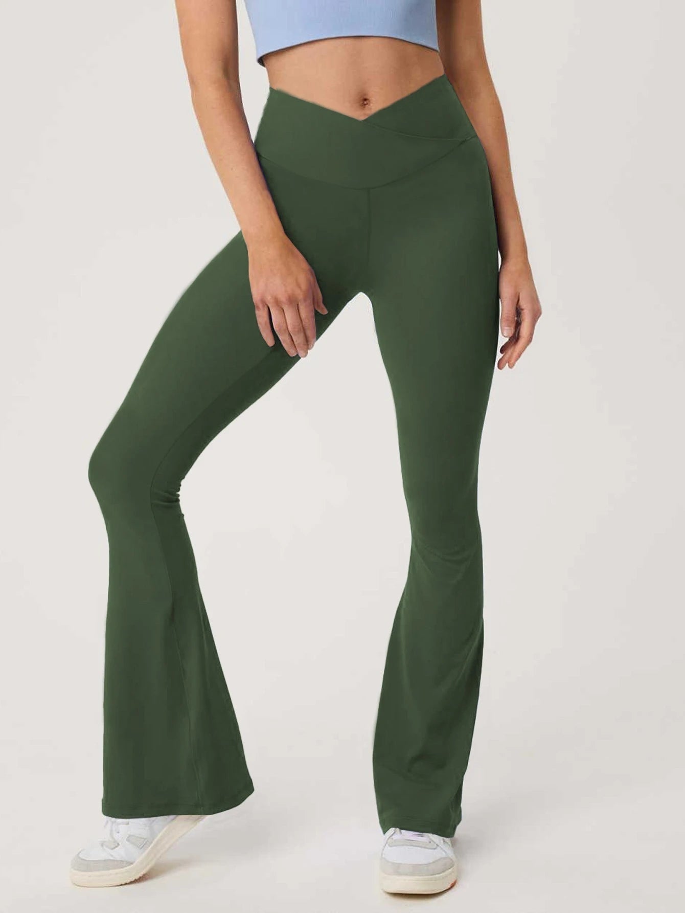 Women's Seamless Scrunch Bum Yoga Leggings - Low Waist, Bell-Bottom Sports Tights