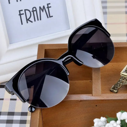 2024 Vintage Cat Eye Sunglasses: Retro Half Frame, Women's Anti-UV Glasses for Travel & Parties