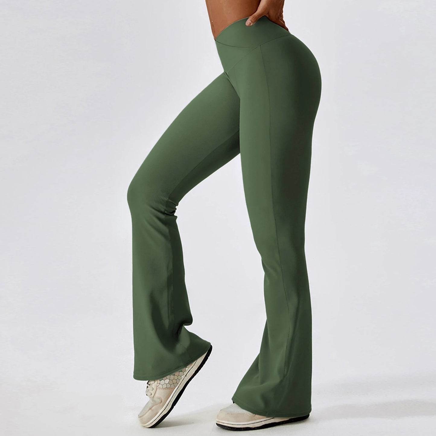Women's Seamless Scrunch Bum Yoga Leggings - Low Waist, Bell-Bottom Sports Tights