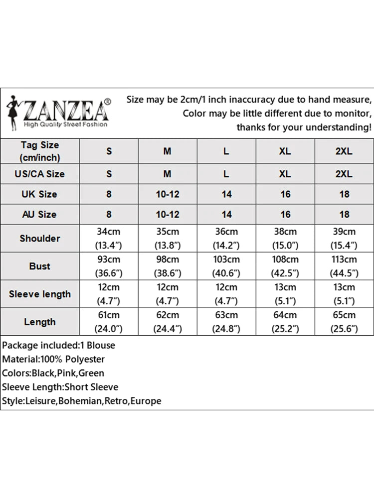 ZANZEA Floral Smock Blouse - Bohemian O-Neck, Perfect for 2025 Summer Casual Wear