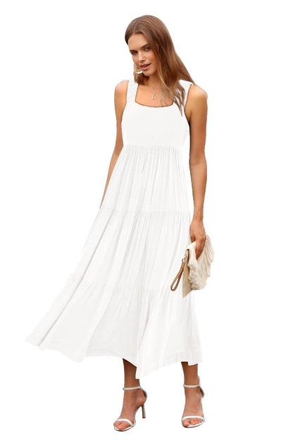 2025 Women's Backless Sun Dress - Casual Flowing Vest Design for Summer Beach