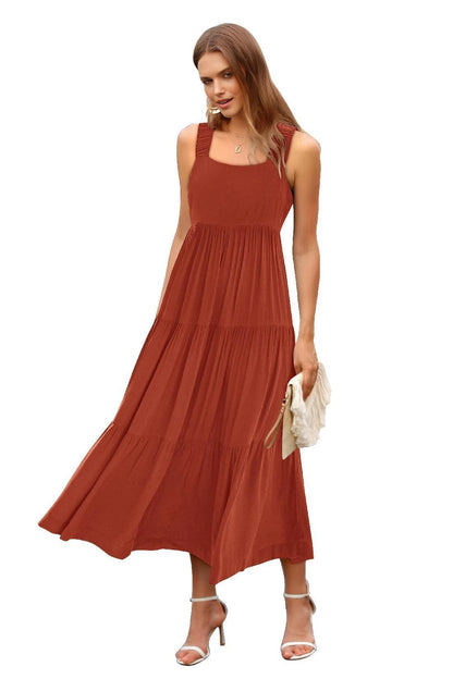 2025 Women's Backless Sun Dress - Casual Flowing Vest Design for Summer Beach