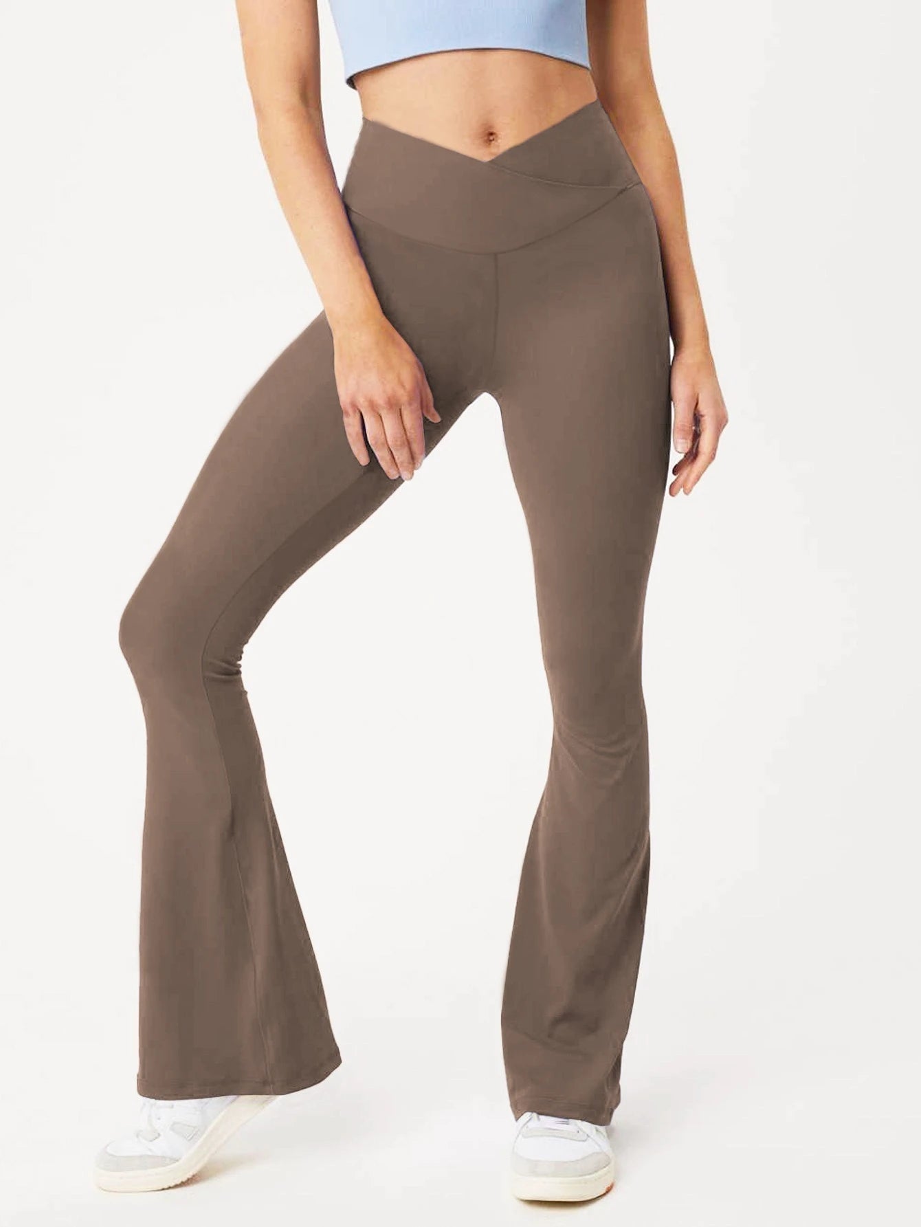 Women's Seamless Scrunch Bum Yoga Leggings - Low Waist, Bell-Bottom Sports Tights