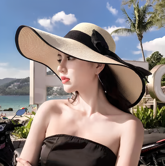 Foldable Summer Straw Visor Hat for Women - UV Protection, Panama Style, Wholesale