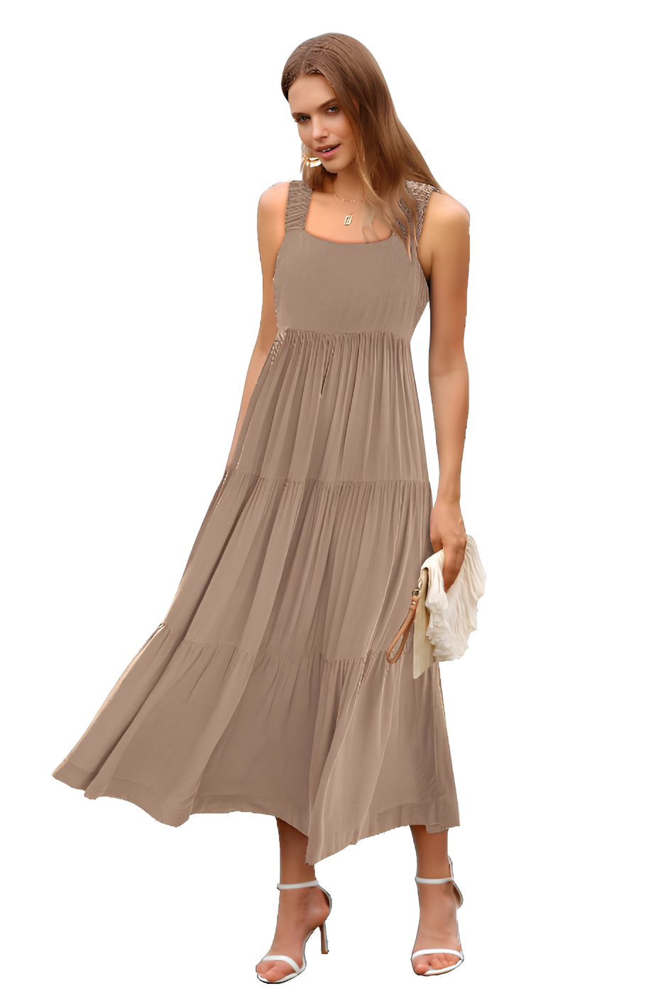 2025 Women's Backless Sun Dress - Casual Flowing Vest Design for Summer Beach