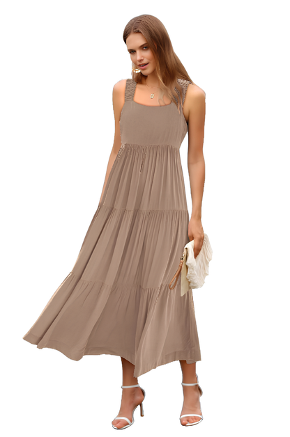 2025 Women's Backless Sun Dress - Casual Flowing Vest Design for Summer Beach
