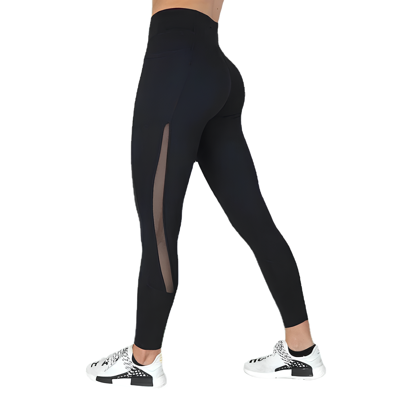 Black Sexy Yoga Leggings with Phone Pocket - Stretchy Gym Running Fitness Pants