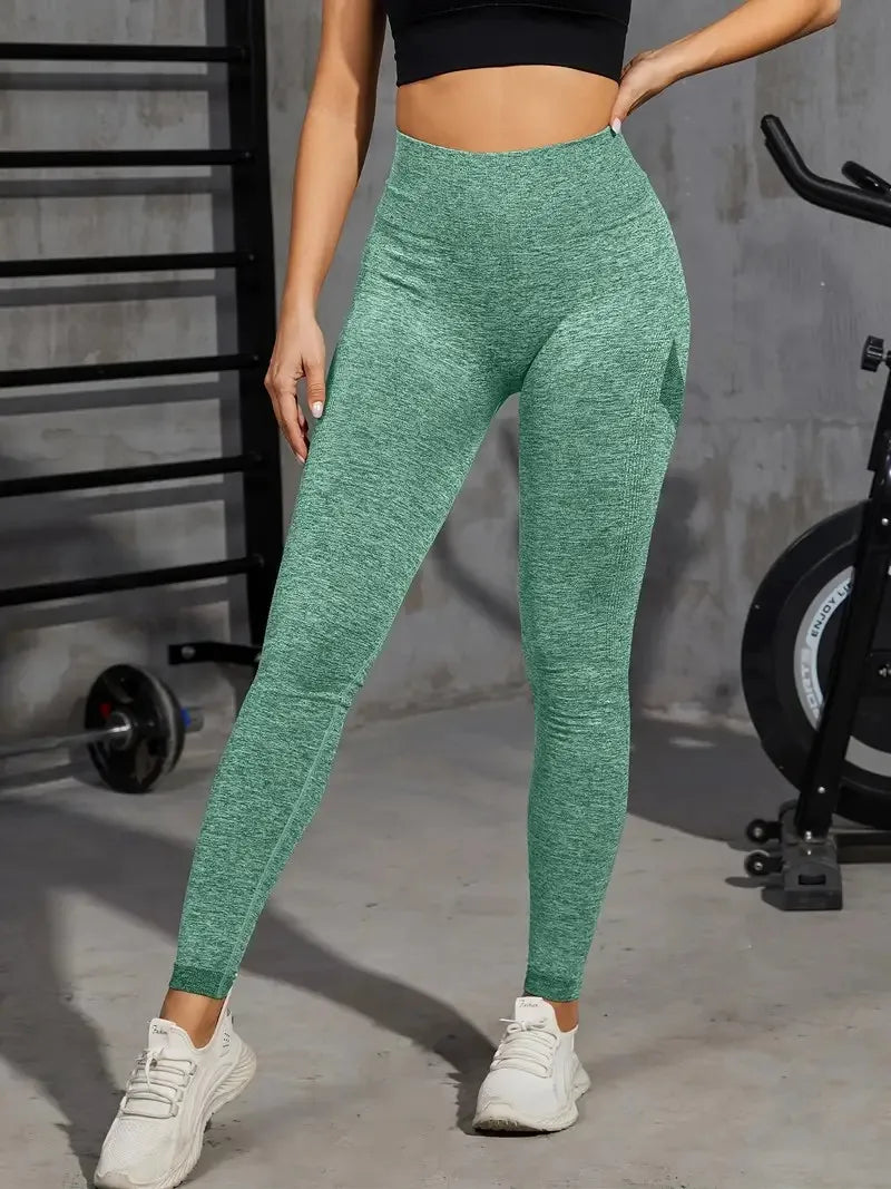 Women's High-Waisted Yoga Leggings - Tummy Control Solid Color Fitness Activewear