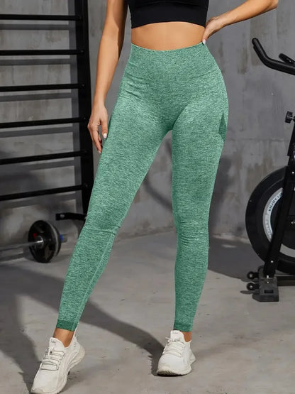 Women's High-Waisted Yoga Leggings - Tummy Control Solid Color Fitness Activewear